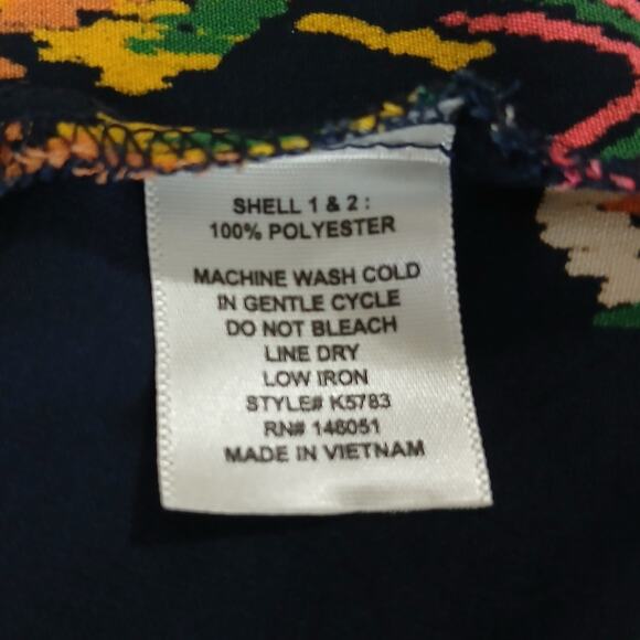 Minteau Couture 16(XL) Halter Dress A Line Navy/Pink/Green Cut-Out Neck Lined - Picture 11 of 11